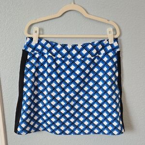 TAIL Blue Black White Geometric Print Golf Short Side Panel Pockets Sz Large